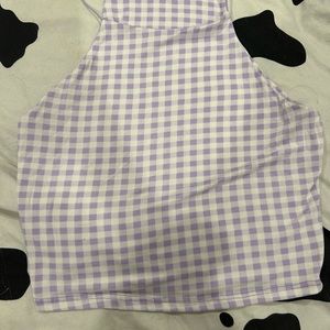 Purple and white halter top
